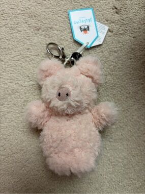 Jellycat Pale Pink Plush Pig Keychain - Fluffy Clip-On Charm